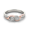 14k White And Rose Gold Round Two Diamond Curved Band Ring (5/8 cttw) by Bids.com