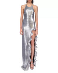 David Koma Sequin Ruffle Halter Column Gown, Size 10 by Vanessa Jane