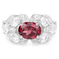3.16 Carat Genuine Rhodolite and White Zircon .925 Sterling Silver Ring by Bids.com