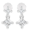 14K White Gold 3/4 cttw Double Diamond Princess-Cut Stud Earrings (I-J Clarity, I2-I3 Color) by Bids.com