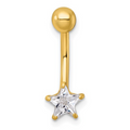 10k Gold CZ Star Navel Ring by Fine Color Jewels
