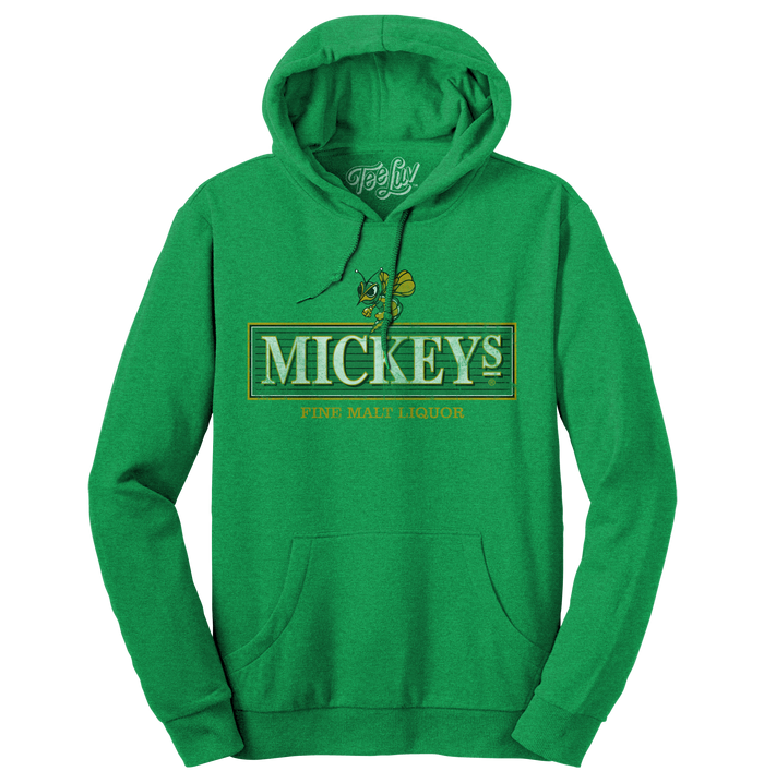 Mickey's Fine Malt Liquor Hornet Logo Hooded Sweatshirt - Kelly Green by Tee Luv