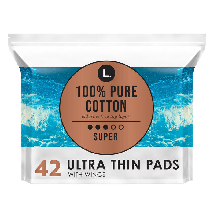 L. Chlorine Free Ultra Thin Pads Super Absorbency, Organic Cotton by Pasteur Pharmacy
