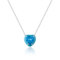 Natural Blue Topaz Heart Pendant Necklace by Fine Color Jewels