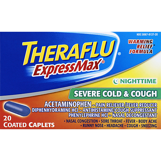Theraflu ExpressMax Nighttime Severe Cold And Cough Coated Caplets by Pasteur Pharmacy