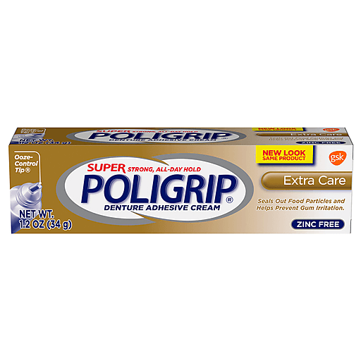 Poligrip Super Denture Adhesive Cream, Extra Care, 1.2 Oz by Pasteur Pharmacy