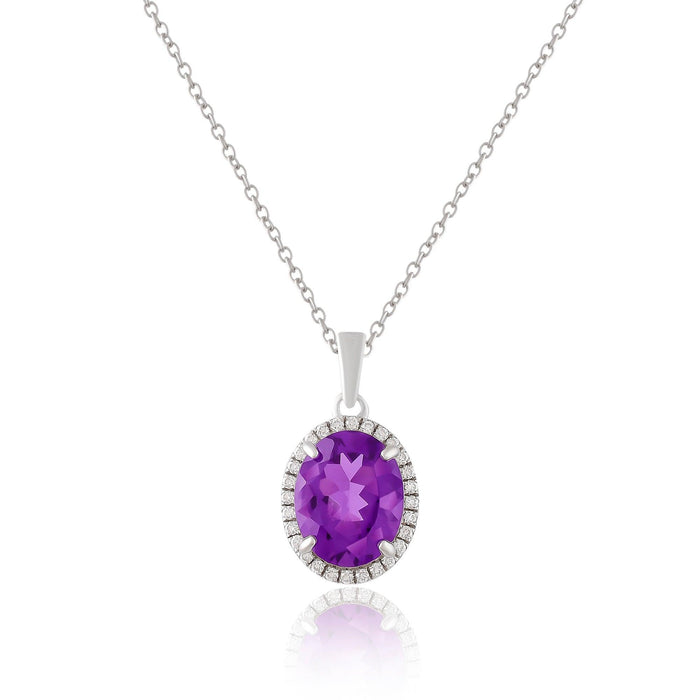 Purple Amethyst Pendant Necklace by Fine Color Jewels