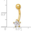 10k Gold CZ Star Navel Ring by Fine Color Jewels