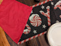 DaDa Bedding Peppermint Joy Red Black Holiday Tapestry Dining Table Runner (12904) by DaDalogy Bedding Collection