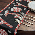 DaDa Bedding Peppermint Joy Red Black Holiday Tapestry Dining Table Runner (12904) by DaDalogy Bedding Collection