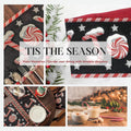 DaDa Bedding Peppermint Joy Red Black Holiday Tapestry Dining Table Runner (12904) by DaDalogy Bedding Collection