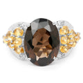9.74 Carat Genuine Smoky Quartz, Citrine & White Topaz .925 Sterling Silver Ring by Bids.com