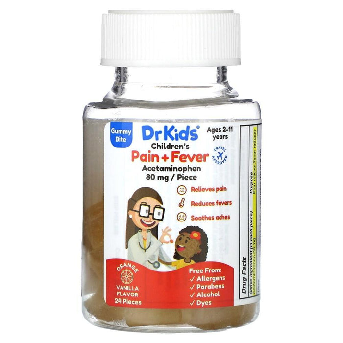DrKids Children's Pain + Fever Gummy Bite Ages 2-11 Years Orange Vanilla - 24 Gummies by Pasteur Pharmacy