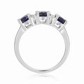 1.65 Ct Round Blue Sapphire Prong Silver Three Stone Ring by Fine Color Jewels
