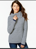 Karen Scott Cowl-Neck Pullover Heather Indigo, Size Medium by Vanessa Jane