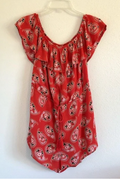 Honey Punch Bohemian Red off the Shoulder Romper Size Small by Vanessa Jane