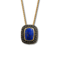 Natural Blue Lapis Lazuli Pendant Necklace by Fine Color Jewels