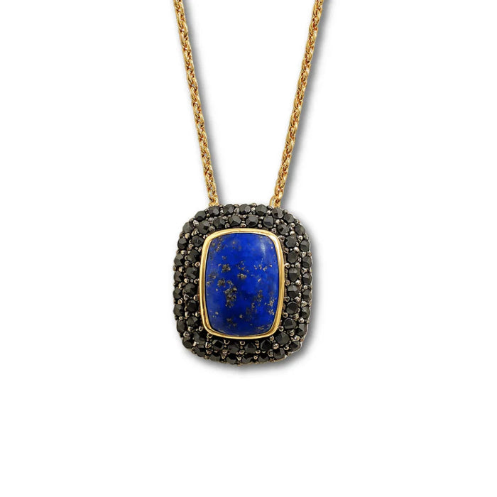 Natural Blue Lapis Lazuli Pendant Necklace by Fine Color Jewels