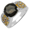 3.78 Carat Genuine Smoky Quartz & Citrine .925 Sterling Silver Ring