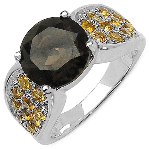 3.78 Carat Genuine Smoky Quartz & Citrine .925 Sterling Silver Ring by Bids.com