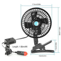 12V Car Fan Oscillating Clip on Cooling Fan with 2 Speeds 120° Rotation by DailySale