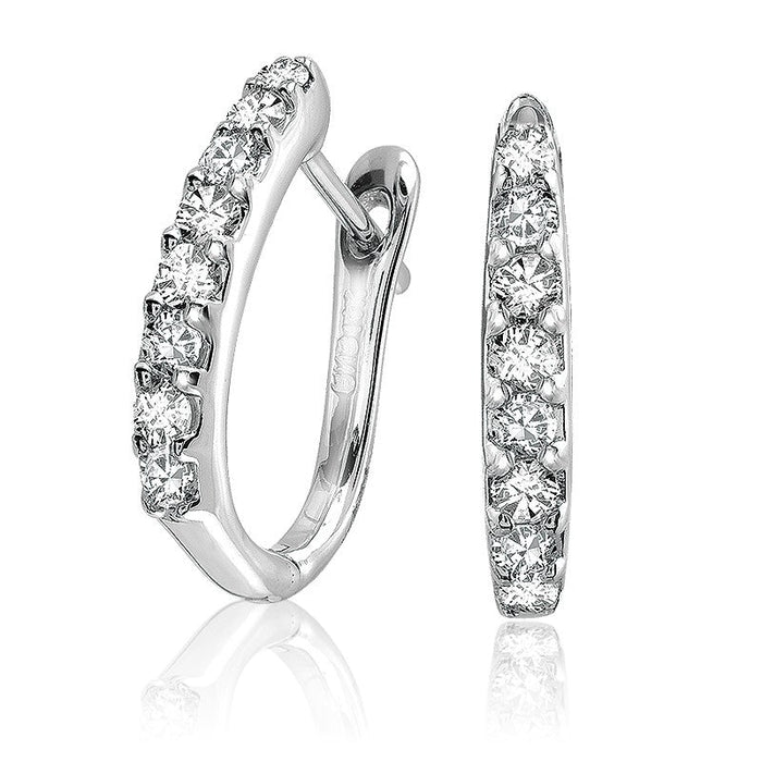 14k Gold Natural Diamond Huggie Earrings by Fine Color Jewels