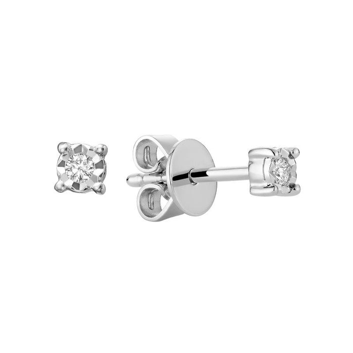 Illusion Natural Diamond Stud Earrings 10k Gold by Fine Color Jewels