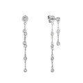 14k Gold Double Chain Natural Diamond Bezel Dangle Earrings by Fine Color Jewels
