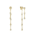 14k Gold Double Chain Natural Diamond Bezel Dangle Earrings by Fine Color Jewels