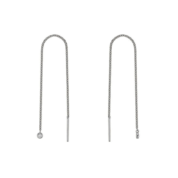 14k Gold Dangle Chain Natural Diamond Earrings by Fine Color Jewels