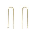 14k Gold Dangle Chain Natural Diamond Earrings by Fine Color Jewels