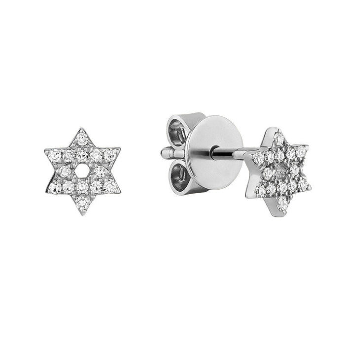 Natural Diamond Star Stud Earrings 14k Gold by Fine Color Jewels