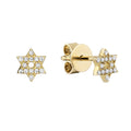 Natural Diamond Star Stud Earrings 14k Gold by Fine Color Jewels