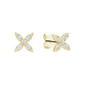 Natural Diamond Marquise Flower 14k Gold Stud Earrings by Fine Color Jewels