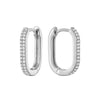 Oval Natural Diamond Paper-Clip Loop Earring 14k Gold