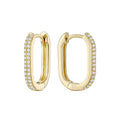 Oval Natural Diamond Paper-Clip Loop Earring 14k Gold by Fine Color Jewels