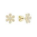 Natural Diamond 14k Gold Flower Stud Earrings by Fine Color Jewels