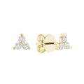 3 Stone Natural Diamond Stud Earrings 14k Gold by Fine Color Jewels