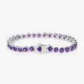 13.33 Ct Heart Purple Amethyst Prong Silver Box Clasp Tennis Bracelet by Fine Color Jewels