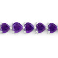 13.33 Ct Heart Purple Amethyst Prong Silver Box Clasp Tennis Bracelet by Fine Color Jewels