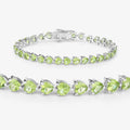 13.64 Ct Heart Green Peridot Prong Sterling Silver Box Clasp Tennis Bracelet by Fine Color Jewels