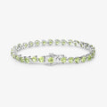 13.64 Ct Heart Green Peridot Prong Sterling Silver Box Clasp Tennis Bracelet by Fine Color Jewels