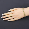 13.64 Ct Heart Green Peridot Prong Sterling Silver Box Clasp Tennis Bracelet by Fine Color Jewels