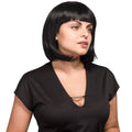 13 Inches Straight Heat Resistant Short Bob Full Hair Wigs with Flat Bangs by DailySale