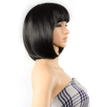 13 Inches Straight Heat Resistant Short Bob Full Hair Wigs with Flat Bangs by DailySale
