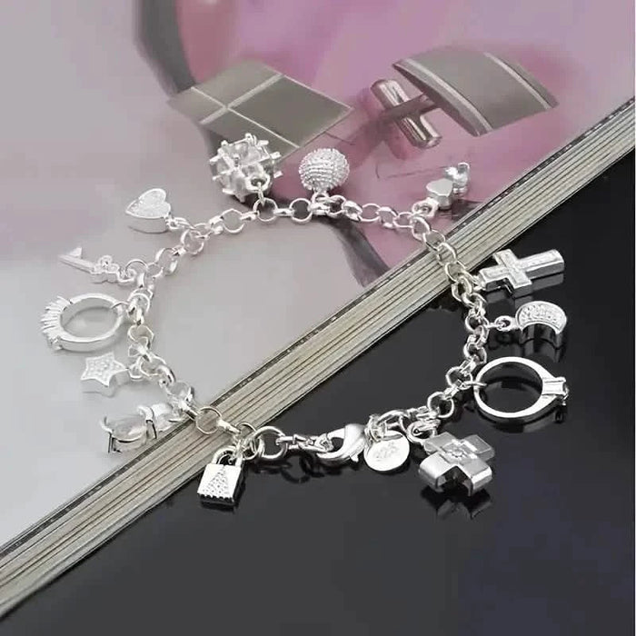 13 Pendant Charm Bracelet - Cubic Zirconia, No Plating, Fashion Jewelry Chain by DailySale