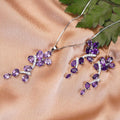 Natural Amethyst Leaf Jewelry Set by Fine Color Jewels