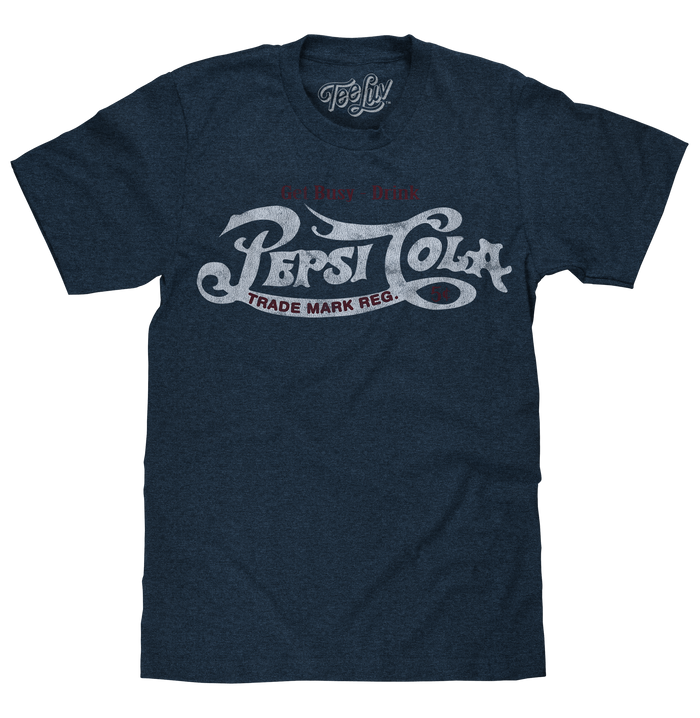Get Busy, Drink Pepsi Cola Classic Logo T-Shirt - Navy by Tee Luv