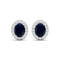 Genuine Blue Sapphire and Diamond Studs Earrings by Fine Color Jewels