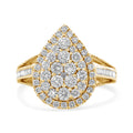 10K Yellow Gold Plated .925 Sterling Silver 1 1/2 Cttw Round-Cut Diamond Cocktail Ring (I-J Color, I1-I2 Clarity) - Size 7 by Bids.com